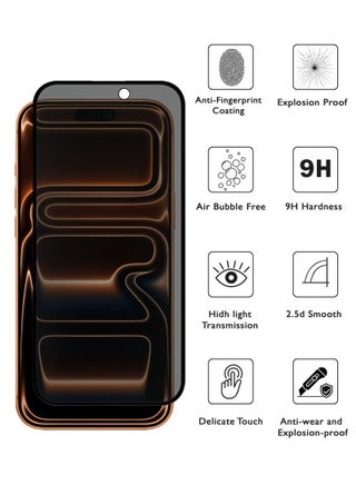 تتضمن مجموعة الحماية 2+1 لهاتف Apple iPhone 17 Pro max واقي شاشة واحد للخصوصية [صلابة 9H، زاوية خصوصية 28 درجة، مقاوم للخدش] + واقيين للشاشة عاليي الوضوح [شفافية عالية، لمسة حساسة، مقاوم للكسر، زوايا مستديرة]. - view 2